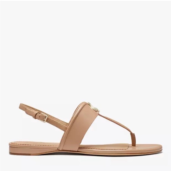 ♠️kate spade Kendra T-Strap Thong Leather Sandals, Light Fawn Tan NIB - Picture 2 of 14